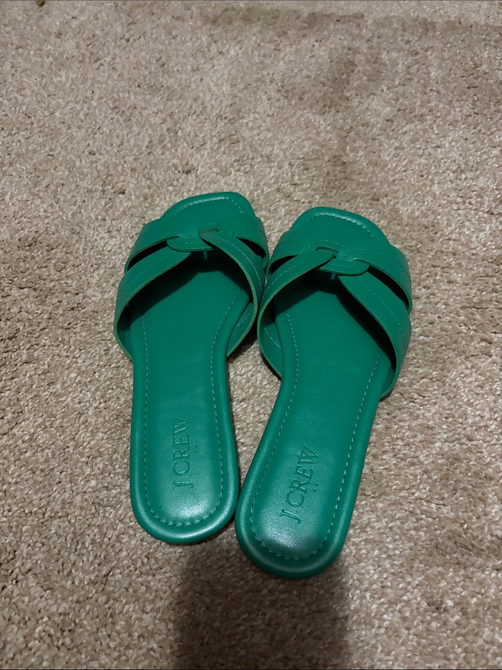 J. Crew Emerald Green Crossover Slide Mules